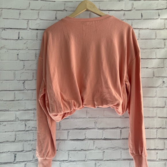 Wild Fable Coral Long Sleeve Cropped Bubble Sweatshirt - Picture 2 of 5
